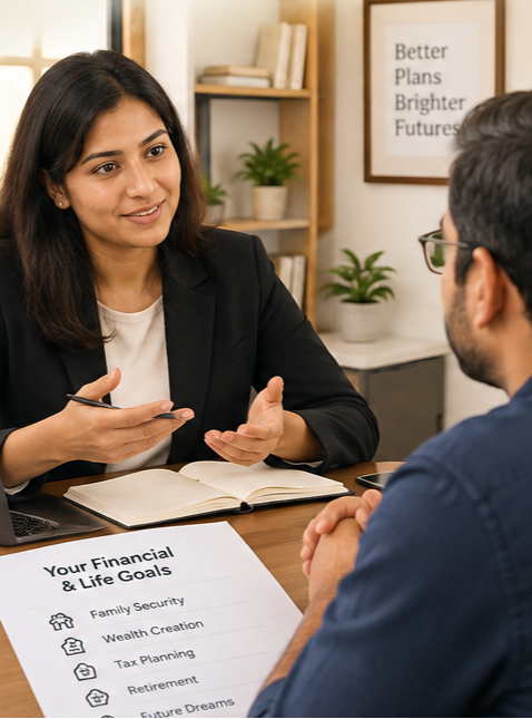 An advisor in conversation with a client